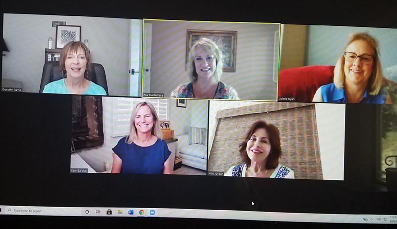 0525sfthdorothyfarris-1 A screenshot of Dorothy Farris hosting a weekly "Cocktails and Conversation" call on Zoom with her friends in August 2020.