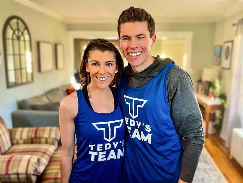 Caroline Goggin (left) and her husband, Travis Eldridge, will run in the Boston Marathon in April for Tedy's Team. (Photo courtesy of Caroline Goggin)