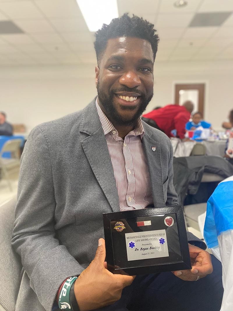 Bryan Buckley (pictured above) and Isang Isang received the Mechanicsville Volunteer Rescue Squad Life Saving Award earlier this year. (American Heart Association)