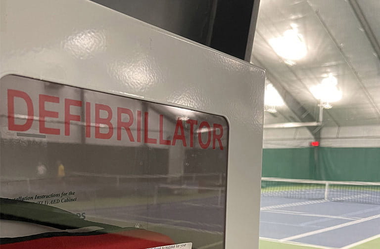 The AED that saved Murphy Jensen's life at the tennis court where his heart stopped. (Photo courtesy of Murphy Jensen)