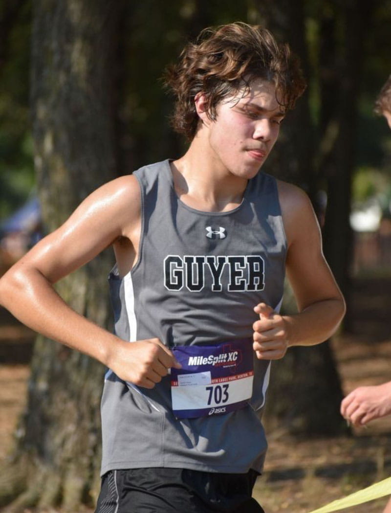 Dylan Dorrell running in a cross-country meet as part of the team at Guyer High School in Denton, Texas. (Photo courtesy of the Dorrell family)