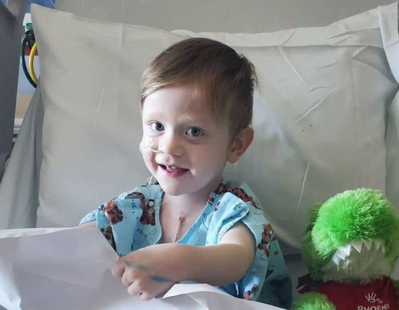 Jaxon Siqueiros recovering in the hospital after receiving a new heart. His mom half-jokingly called his surgery the only