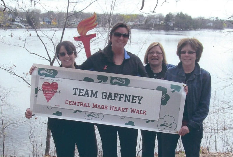 Chrissy Gaffney (second from left) with close friends at a previous year's Central Massachusetts Heart and Stroke Walk. (Photo courtesy of Chrissy Gaffney)