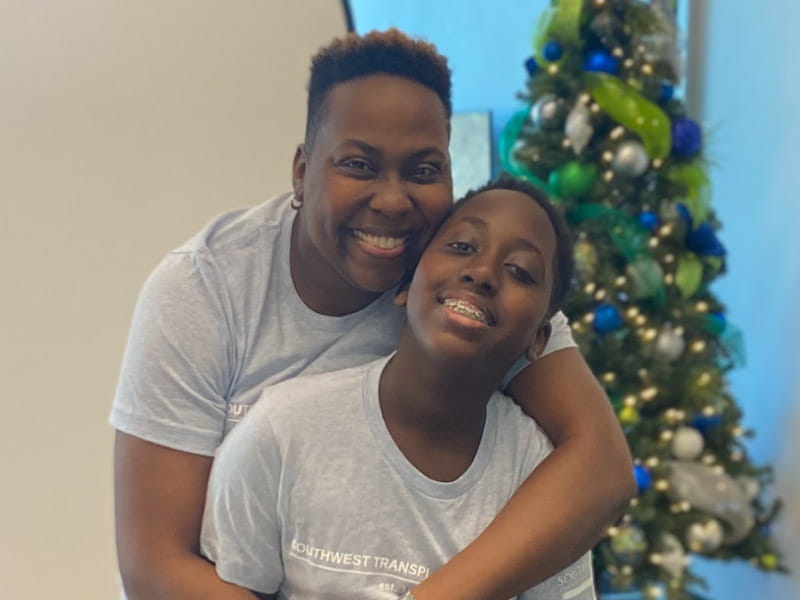 Brittany Clayborne (left) with her 13-year-old son, Micah, who is on the waiting list for a new heart after being diagnosed with hypertrophic cardiomyopathy in December 2023. (Photo courtesy of Brittany Clayborne)