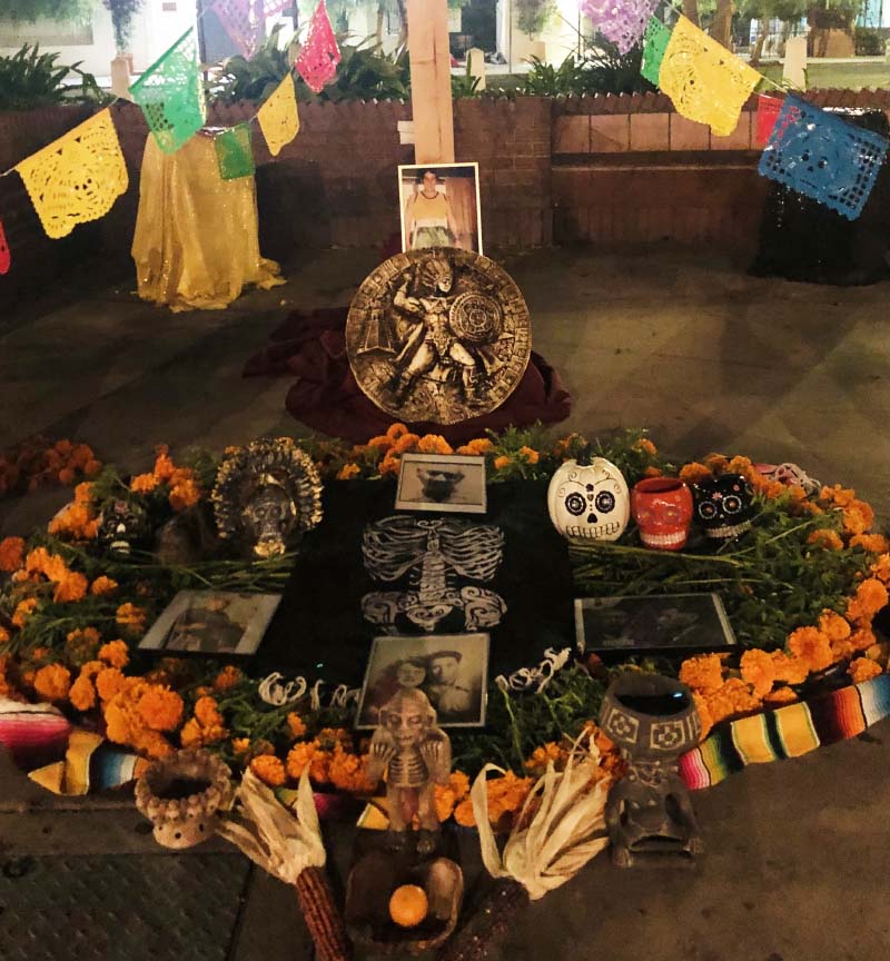 Dr. Mathew Sandoval built this ofrenda, or altar, for his grandfather in 2022. The altar was installed at the Placita Olvera in an historic area of downtown Los Angeles for the annual Día de los Muertos festival. (Photo courtesy of Mathew Sandoval)