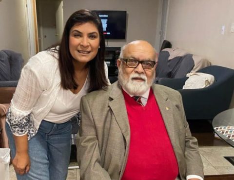 Farah Siddiqi (left) with her father, Qamar Masood. (Photo courtesy of Farah Siddiqi)