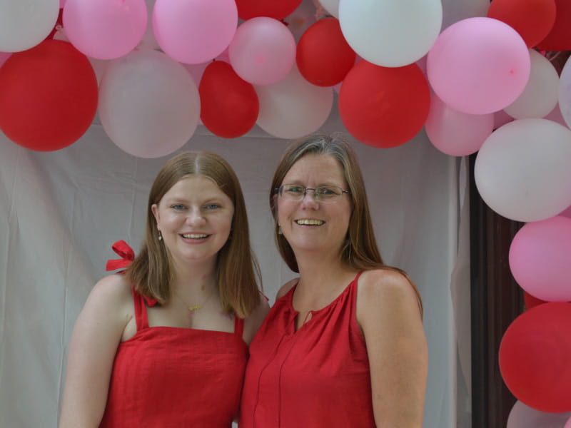 Katherine Herrmann (left) with her mom, Cara Haley, one year after Katherine's heart transplant. (Photo courtesy of Katherine Herrmann)